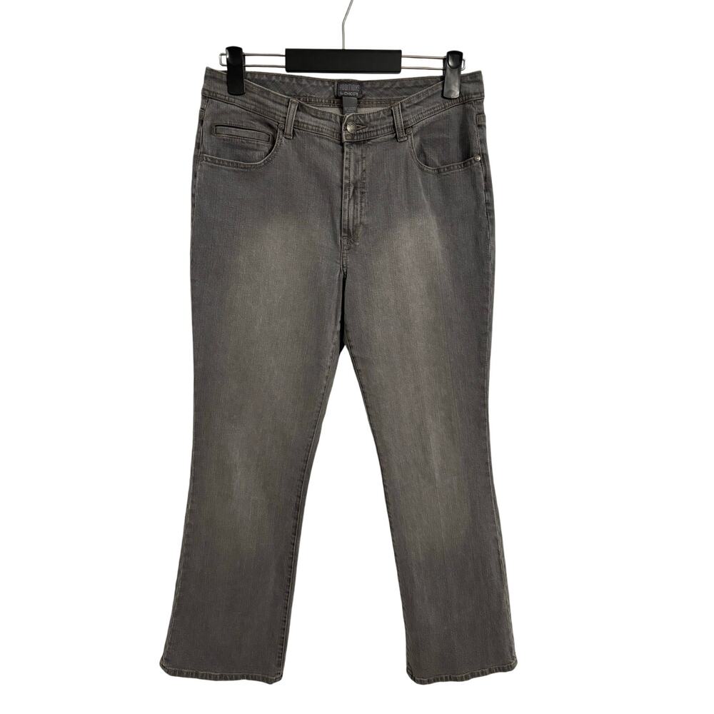 Chico's Womens 1.5 US10 Gray Classic Stretch Denim Jeans Western Cowgirl Bootcut